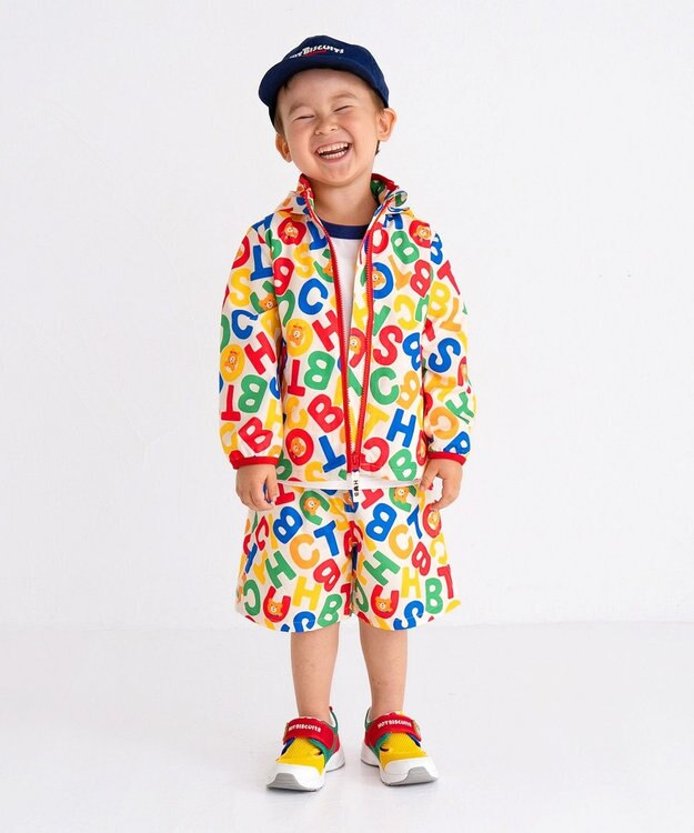 MIKI HOUSE HOT BISCUITS 【80-120cm】 ロゴ総柄 ウインドブレーカー マルチカラー