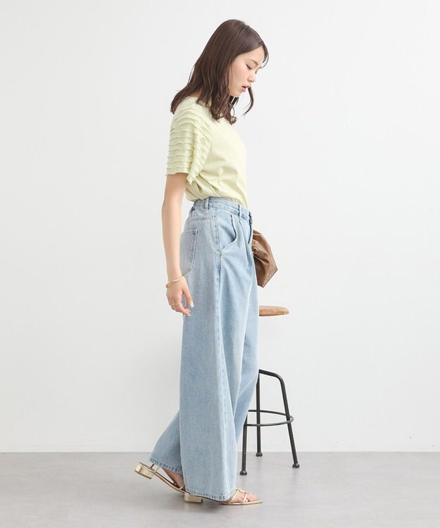 earth music&ecology フリルスリーブカットソー Yellow