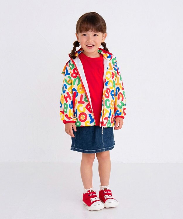 MIKI HOUSE HOT BISCUITS 【80-120cm】 ロゴ総柄 ウインドブレーカー マルチカラー