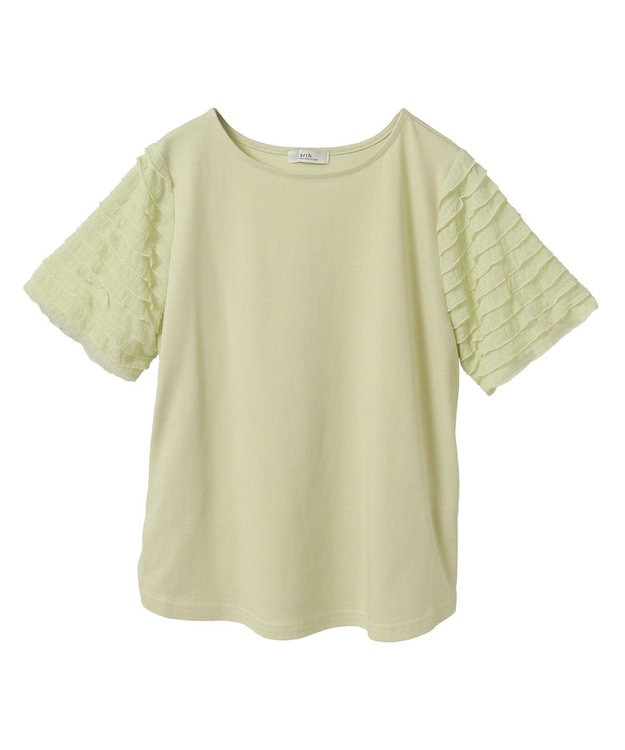 earth music&ecology フリルスリーブカットソー Yellow