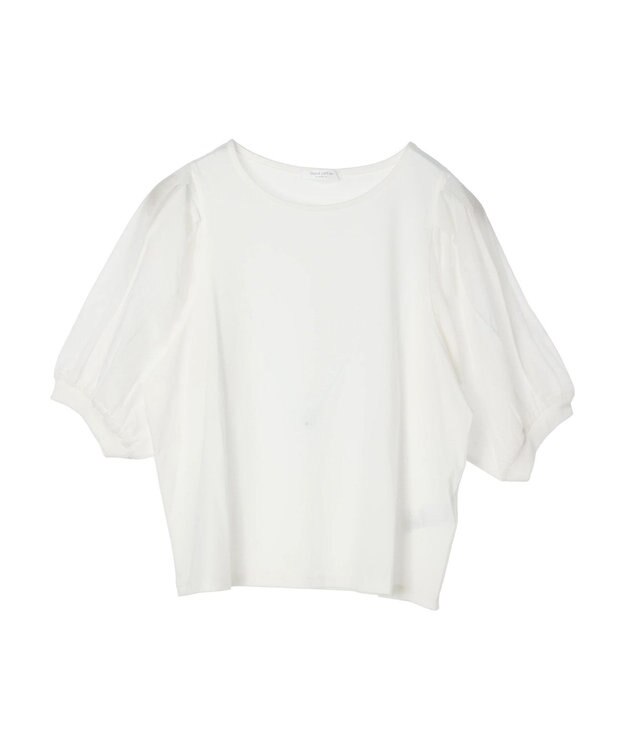 Green Parks 袖シアードッキング５分袖カットプルオーバー Off White