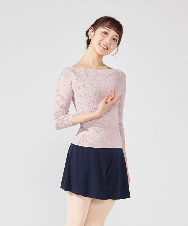 Chacott レーシーフラワーニットトップ グレージュ