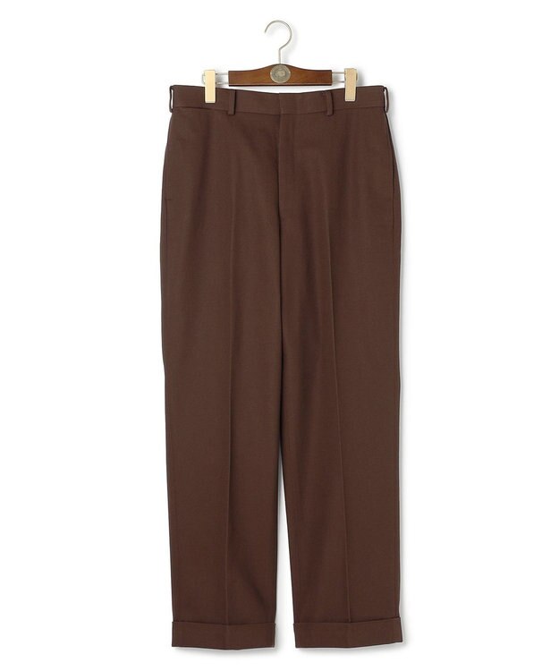 J.PRESS MEN 【J.PRESS ORIGINALS】Cotton Polyester Drill New Piped Stem Slacks / Big Back Belt / Japan Made ダークブラウン系
