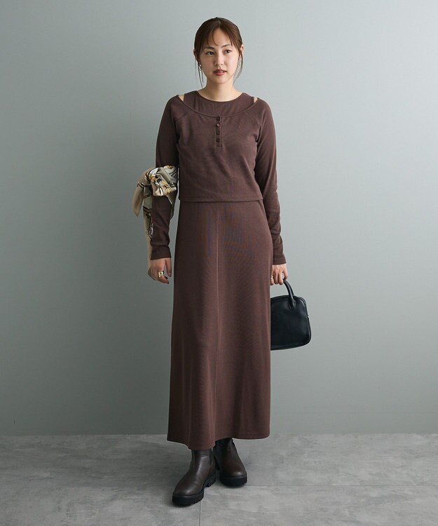 CRAFT STANDARD BOUTIQUE 2点セット/リブレイヤードワンピース Brown