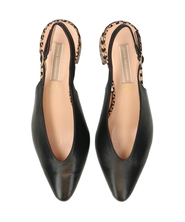 INTER-CHAUSSURES 【INTER-CHAUSSURES】ポインテッドトウVカットバックバンド ブラックコンビ