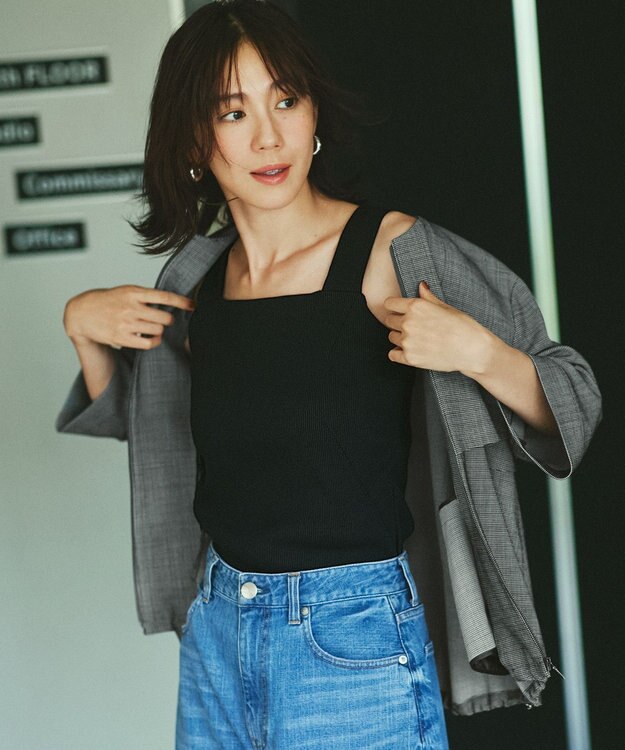 組曲 テレコスクエア タンクトップ ブラック系