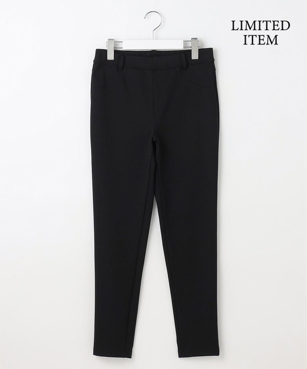 自由区 L 【WEB限定・17号サイズまで展開・洗える】コットンナイロンモクロディー レギンスパンツ ブラック