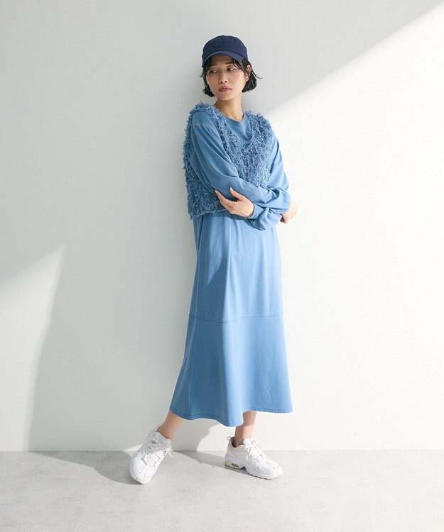 Green Parks ＳＥＴ２点ベスト＋配色ステッチワンピース Light Blue