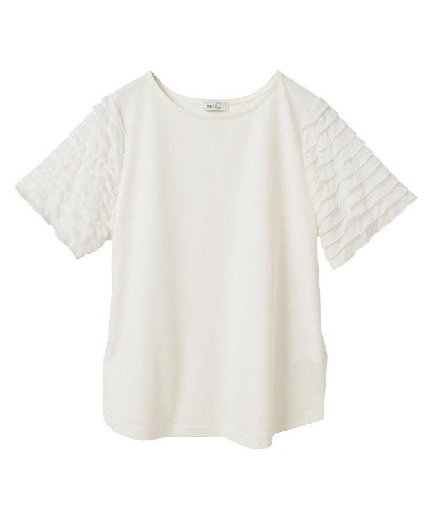 earth music&ecology フリルスリーブカットソー Ivory