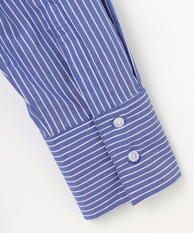 ANY 【洗濯機可能/接触冷感/UVケア】カラーストライプシャツ ブルーロンスト