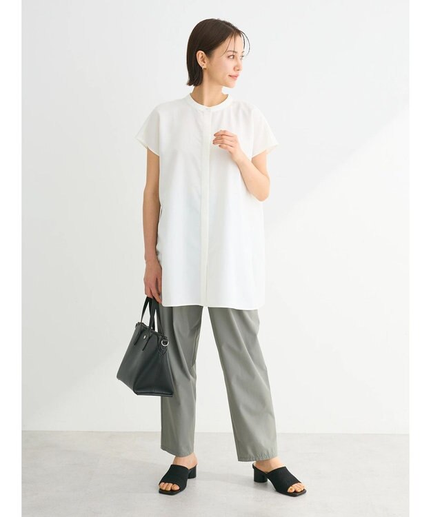 Green Parks 接触冷感　比翼ボタンチュニック Off White