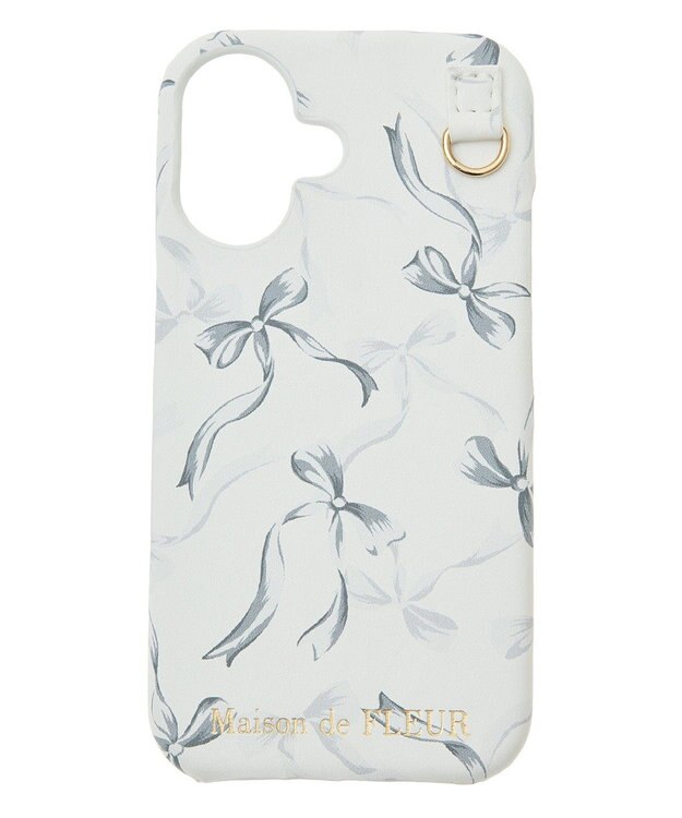 Maison de FLEUR リボンプリントアイフォン16ケース Black