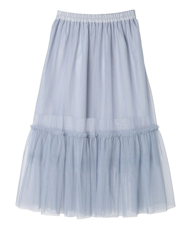 earth music&ecology ティアードチュールスカート Grayish Blue