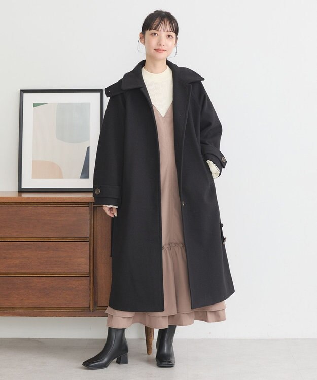 earth music&ecology 2WAYカラーロングコート ブラック