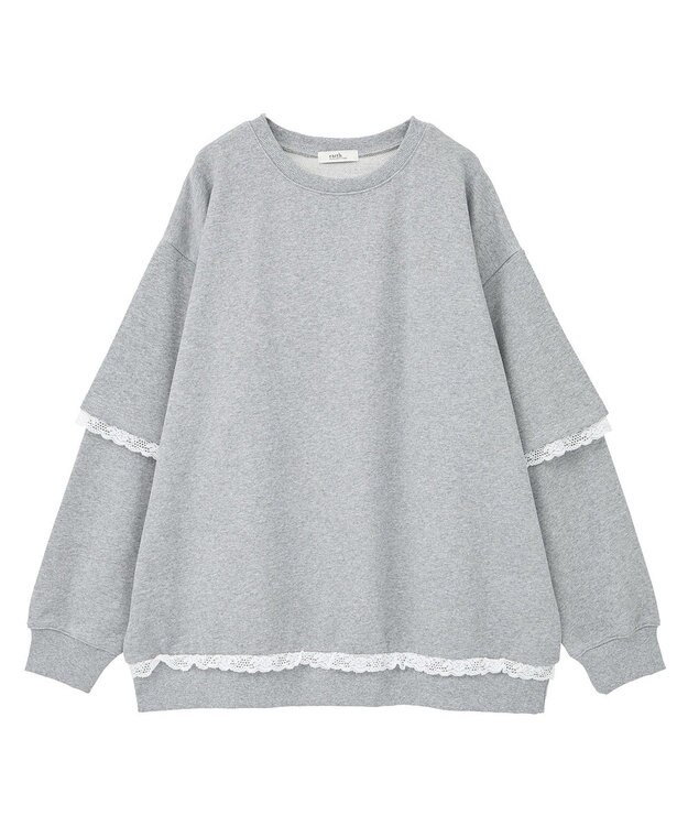 earth music&ecology レーススウェットプルオーバー Gray