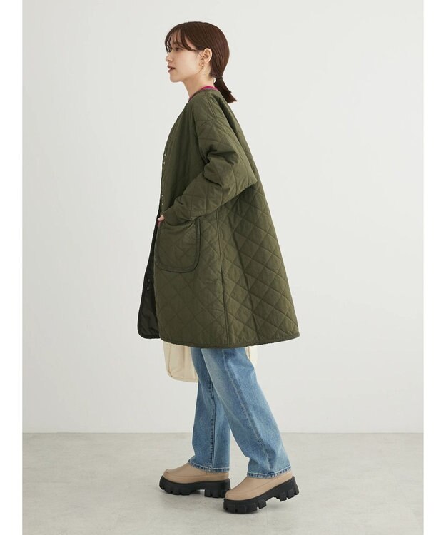 Green Parks キルティングミドル丈コート Khaki