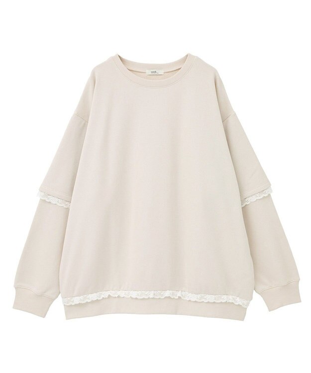 earth music&ecology レーススウェットプルオーバー Ecru