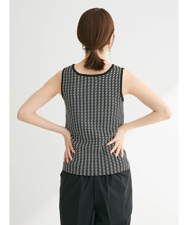 Green Parks ジャガード柄スクエアニットプルオーバー Black