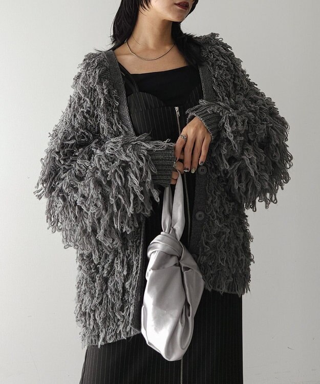 Green Parks フリンジニットカーディガン Gray