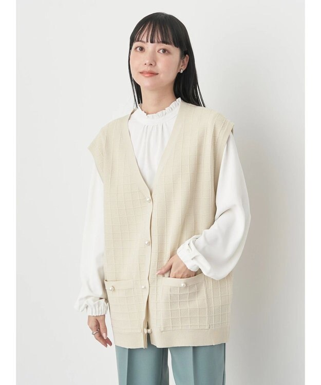 earth music&ecology ２ｗａｙフリルブラウス Off White