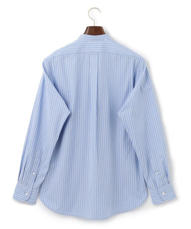 J.PRESS MEN 【WEB限定】ポプリンストライプ バックブルバンドカラーシャツ サックスブルー系1