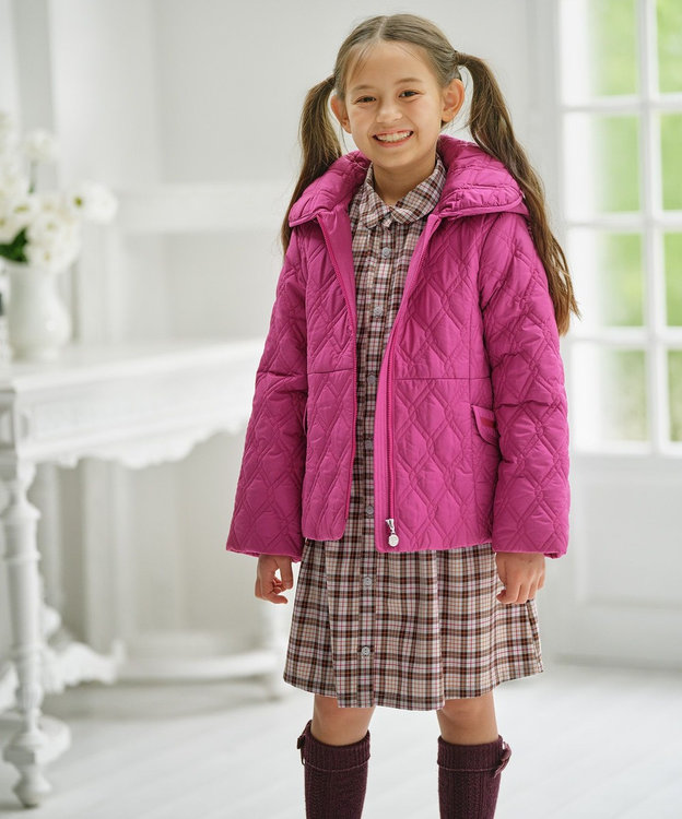 組曲 KIDS 【110-140㎝】中綿キルト コート ラズベリー系