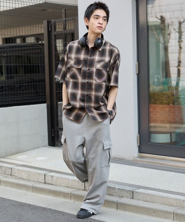 WEGO 【ユニセックス着用ITEM/SMLサイズ展開】オンブレチェックシャツ（SS） 柄3