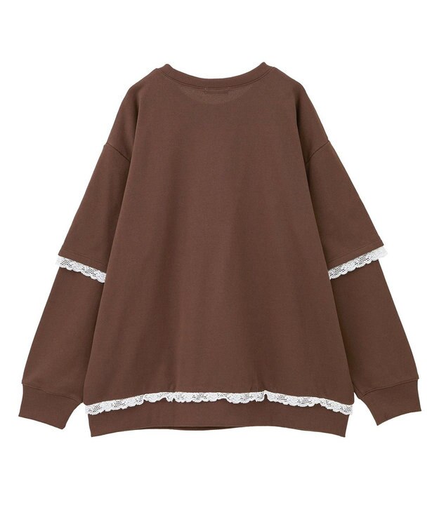 earth music&ecology レーススウェットプルオーバー Brown