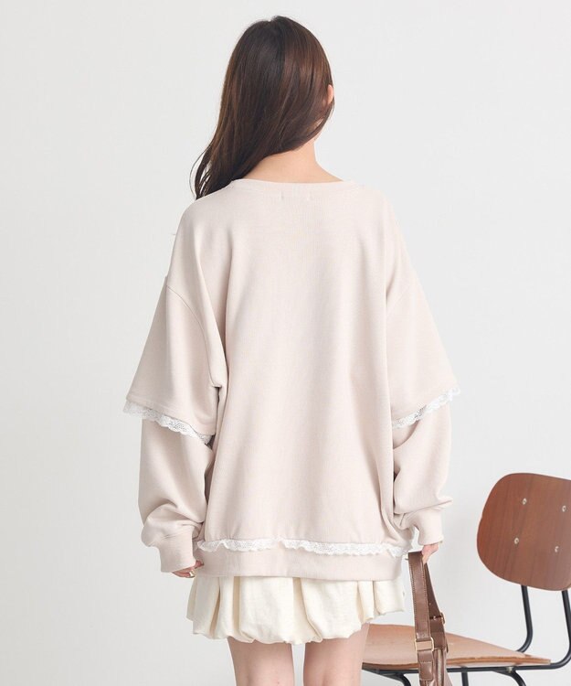 earth music&ecology レーススウェットプルオーバー Ecru