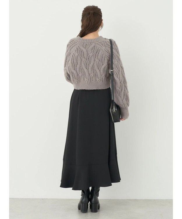 earth music&ecology ｍｉｘケーブルカーディガン Gray Beige