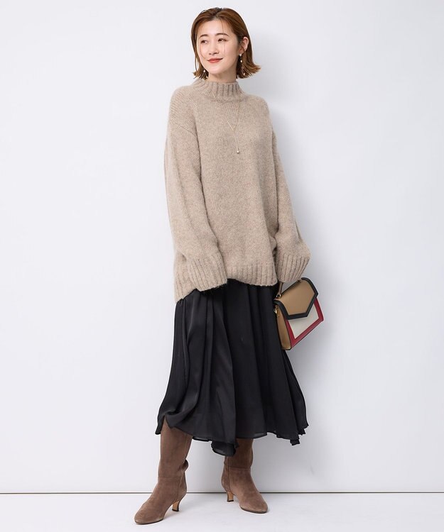 23区 【一部店舗限定/洗える】クレープシフォン フレア スカート ブラック系