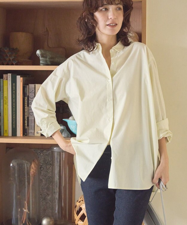 AMERICAN HOLIC イージーケアブロードシャツ Stripe Yellow