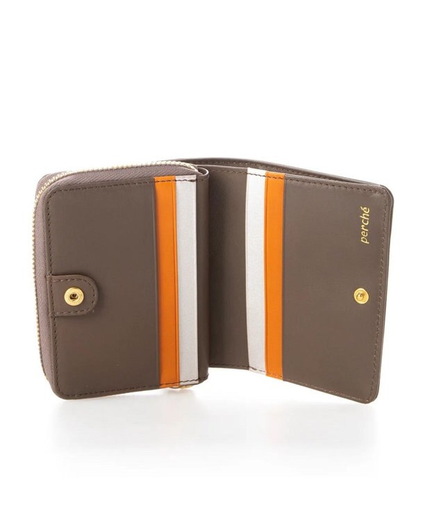 UNBILLION perche ジェムストーンチャームハーフラウンドウォレット オーク