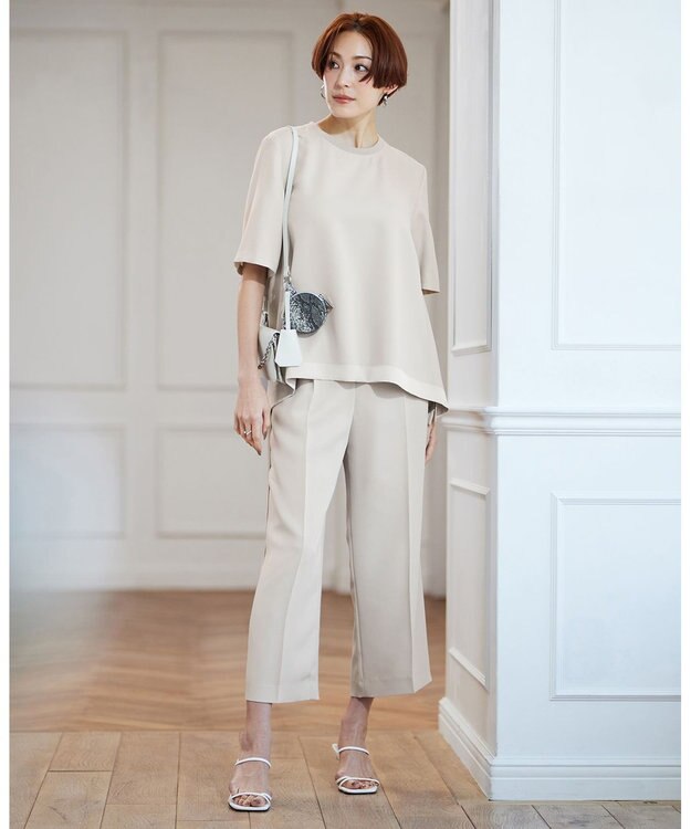 ICB 【接触冷感・UVケア・速乾・洗える】FluidBackSatin Tブラウス トープ系