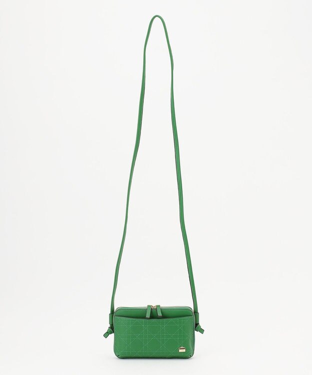 LA BAGAGERIE 【レザー×ステッチ】スクエアマルチポシェット グリーン