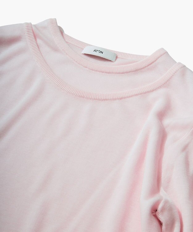 ATON TENCEL SILK CIRCULER RIB | クルー＆クルーレイヤード PINK
