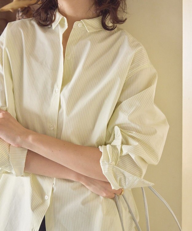 AMERICAN HOLIC イージーケアブロードシャツ Stripe Yellow