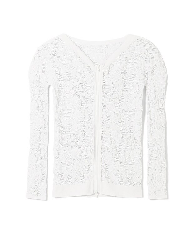 Chacott 【ノーソーイングニット】レーシージップアップニットトップ パールグレー