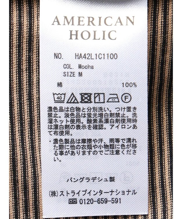 AMERICAN HOLIC 刺繍ロゴボーダープルオーバー Mocha