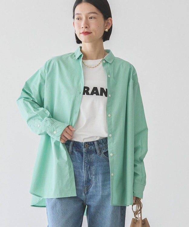 AMERICAN HOLIC イージーケアブロードシャツ Stripe Green