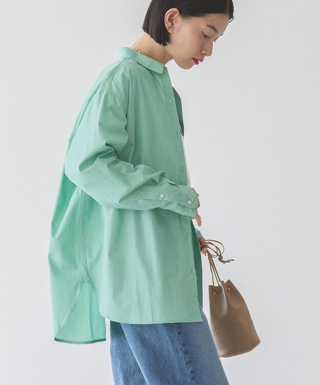 AMERICAN HOLIC イージーケアブロードシャツ Stripe Green