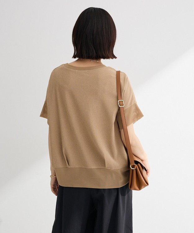 Green Parks シアーリブ切替楊柳プルオーバー Beige