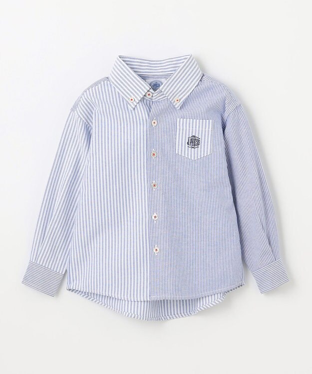 J.PRESS KIDS 【100-130cm】オックスフォード ストライプコンビシャツ ブルー系1