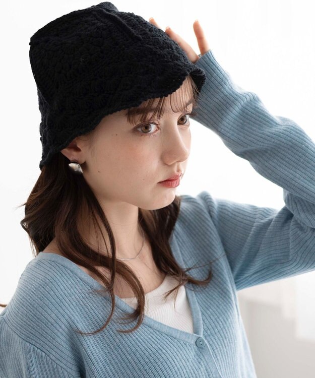 WEGO クロシェニットハット ブラック