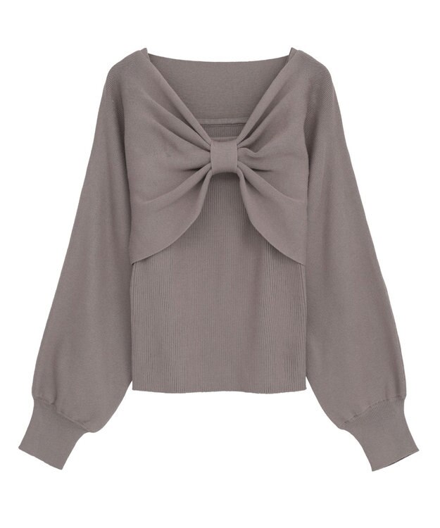 earth music&ecology 【WEB限定】リボンニットアンサンブル Mocha