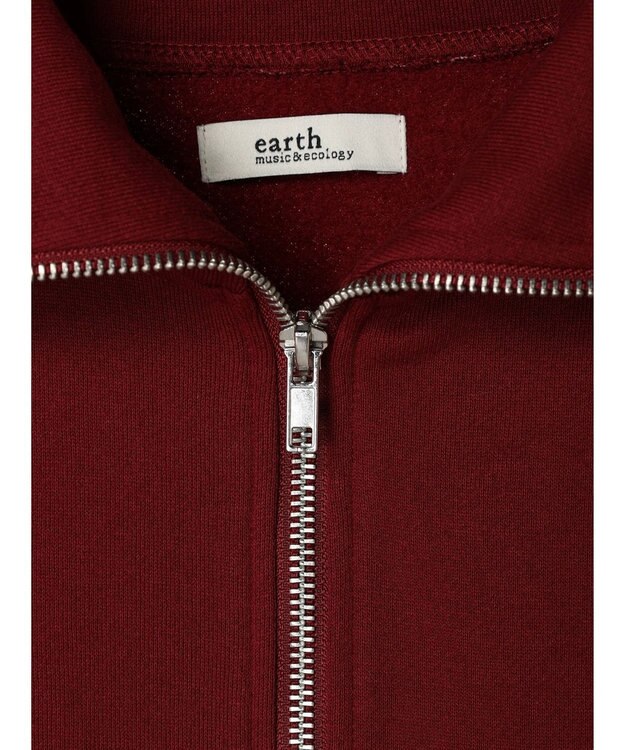 earth music&ecology ハーフジップロゴチュニック Burgundy