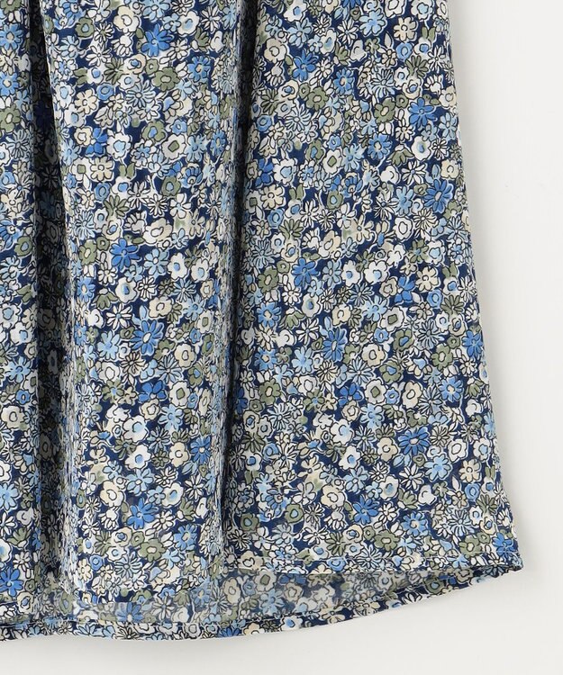 組曲 S フラワーレイヤープリント ギャザースカート ブルー系5