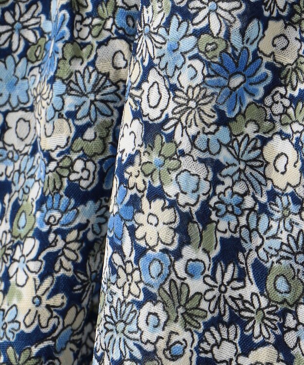 組曲 フラワーレイヤープリント ギャザースカート ブルー系5