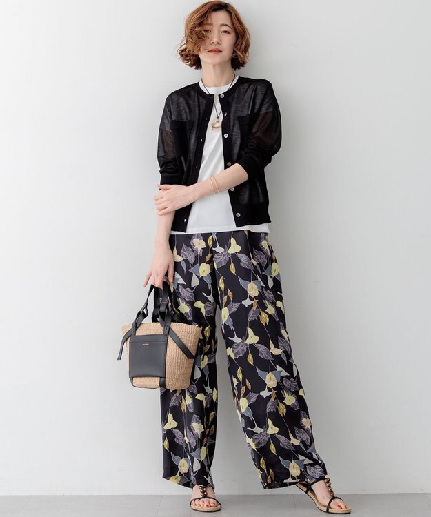 23区 【先行予約/WEB&一部店舗限定カラーあり】シャイニーシアー フラップポケット カーディガン ブラック系