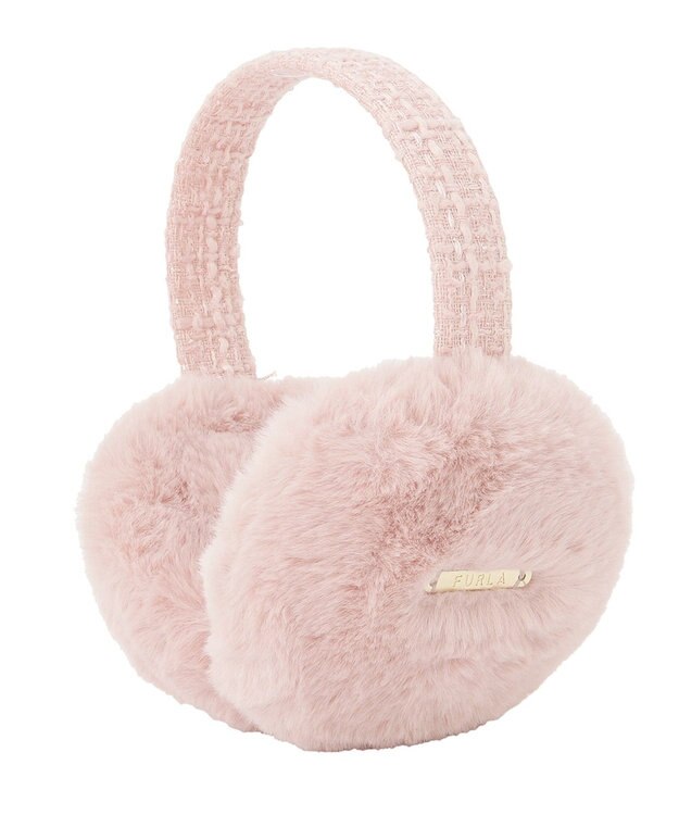 MOONBAT FURLA フェイクファーイヤマフ ツイードアーム ピンク
